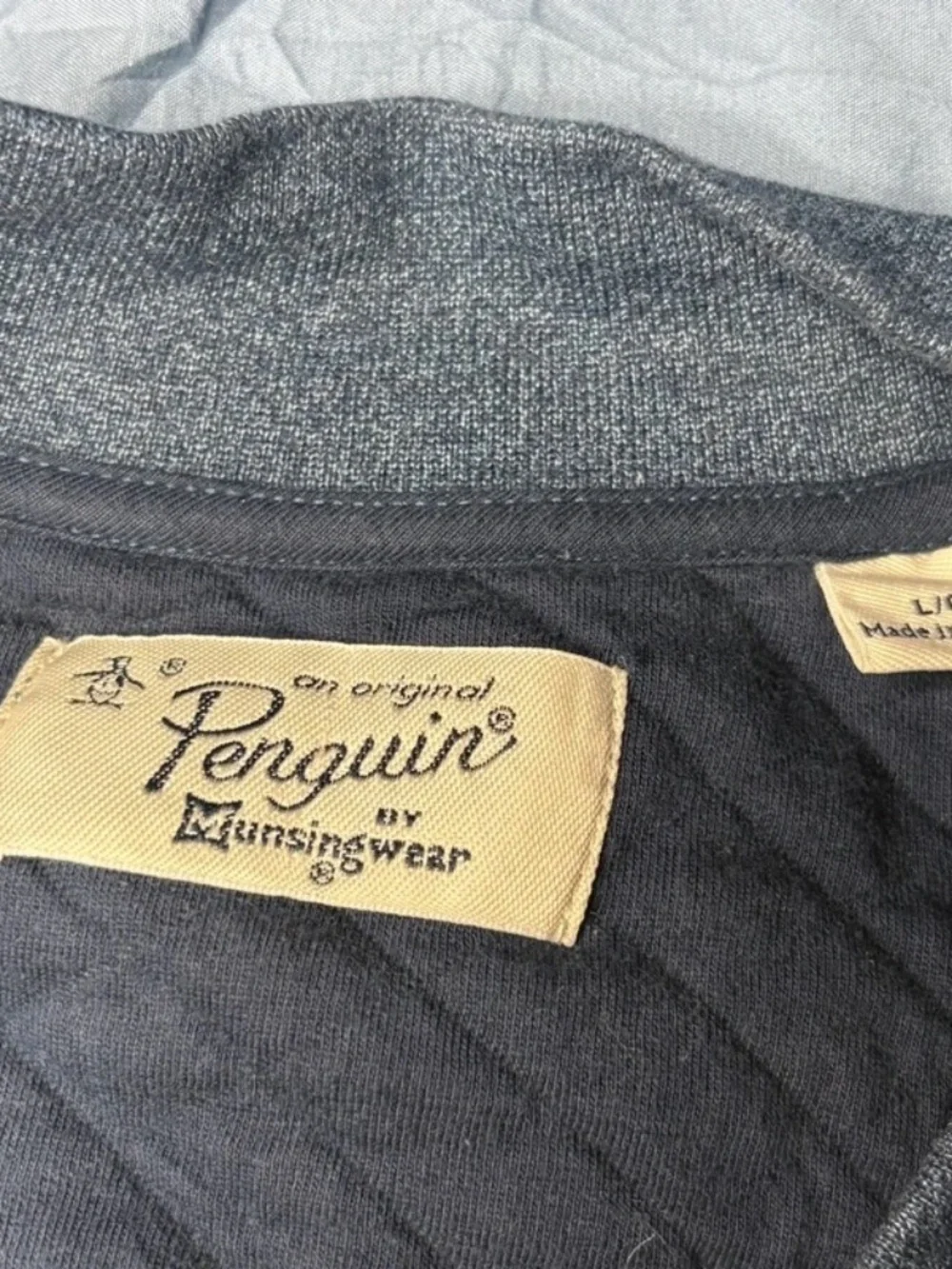 Original Penguin Quilted Full Zip Bomber Jacket Blue Mens L